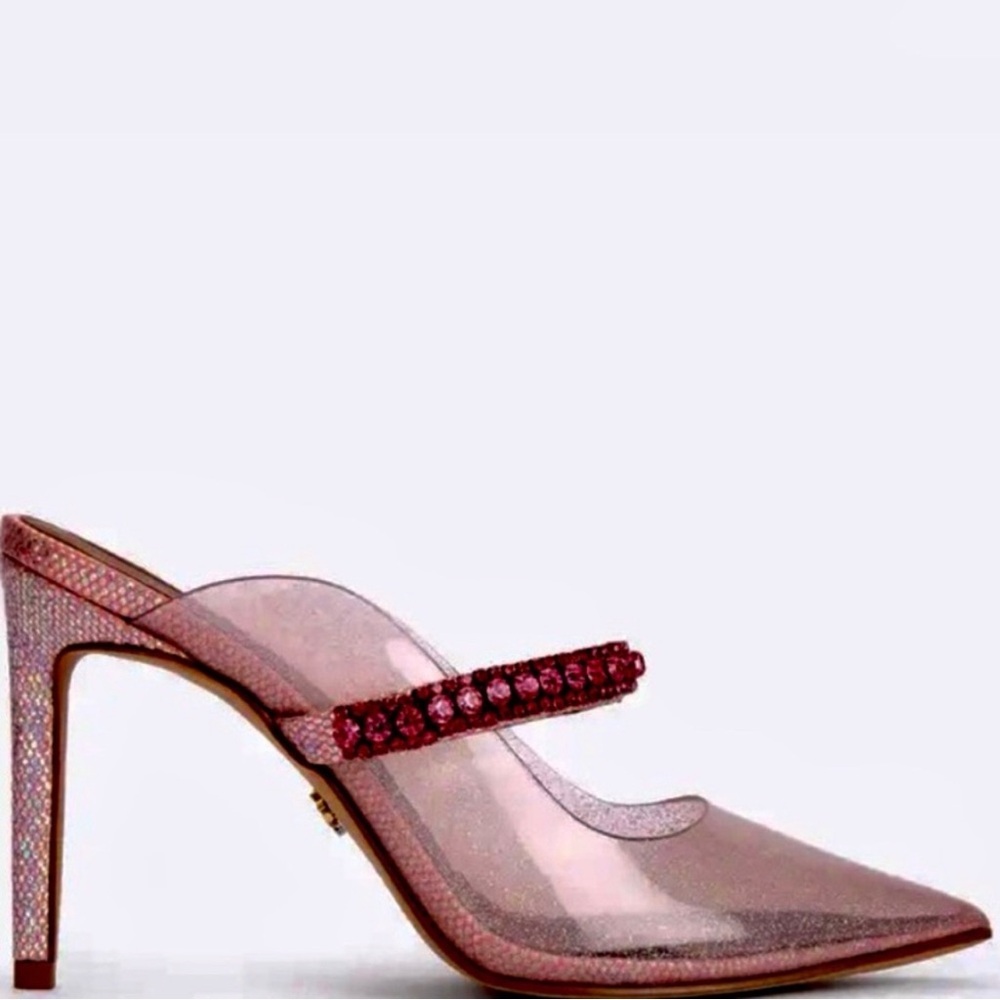 Kurt Geiger London Duke Jewel Pink Barbiecore Pumps Strap Sparkle Clear US 7 👠